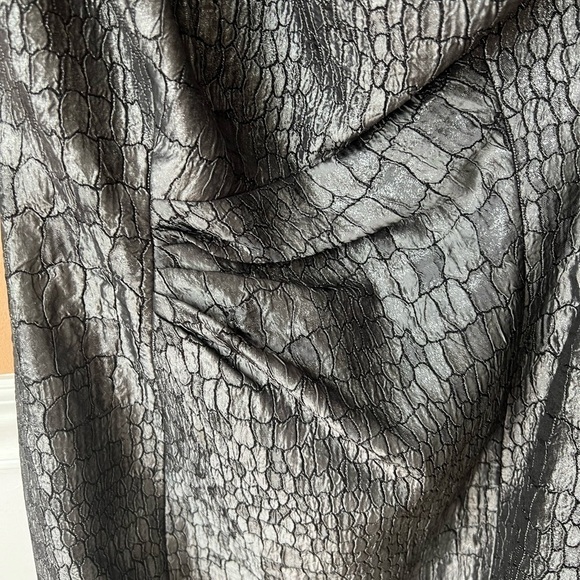 Kay Unger Gun Metal Animal Print One Shoulder Ruffle Dress Size 6 - Picture 3 of 5